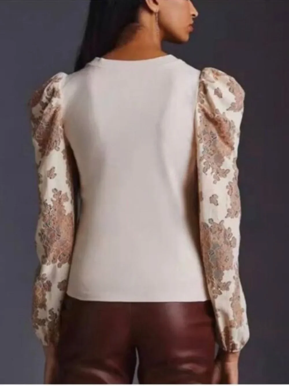 Anthropologie Dolan Lace Puff-Sleeve Top Floral Boho Cottagecore Feminine Size S - Picture 3 of 13